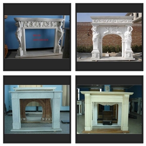 Beige Travertine Marble Fireplaces, Beige Marble Fireplace Mantel, Surrounds