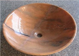 Chinese Sunset Red Mable Wash Basin