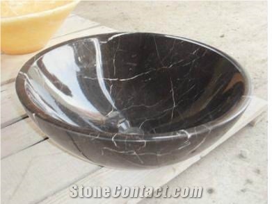 Polished Nero Marquina Black Round Marble Sinks