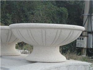 Granite Flower Pot for Landscaping 02, Grey Granite Flower Pot