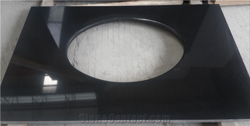 Granite Mongolia Black Bath Countertop, China Absolute Black Granite Bath Tops