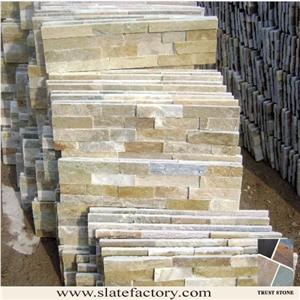 Beige Quartzite Stacked Stone Veneer, Golden Yellow Quartzite Stacked Stone Wall Cladding