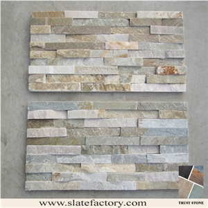 Beige Quartzite Stacked Stone Veneer, Golden Yellow Quartzite Stacked Stone Wall Cladding
