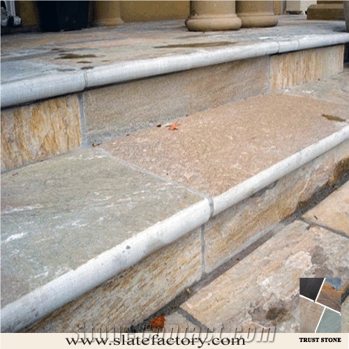 Golden Quartzite Step Stone, Golden Beige Quartzite Steps