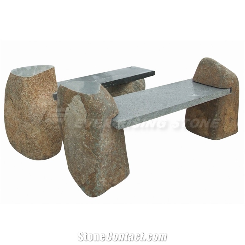China Grey Granite Garden Circular Table and Bench