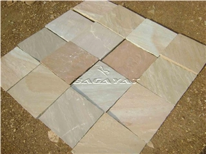 Camel Dust Sandstone Pattern Tiles, Bundi Multi Sandstone Floor Pavers