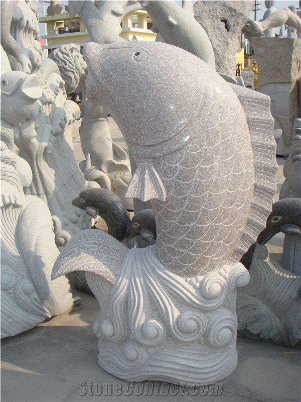 Animal Granite Sculpture, Granite Fish Sculpture,h
