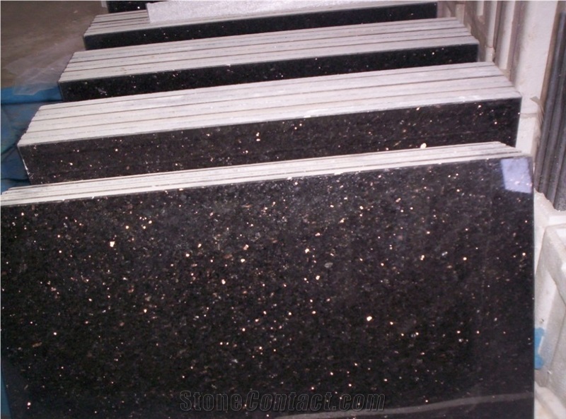 Black Galaxy Granite Slabs, India Black Granite