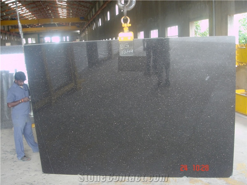 Black Galaxy Granite Slabs, India Black Granite