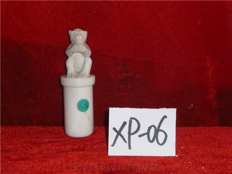 Animal Statue Figurines Carved, Beijing White Marble Artifacts, Handcrafts