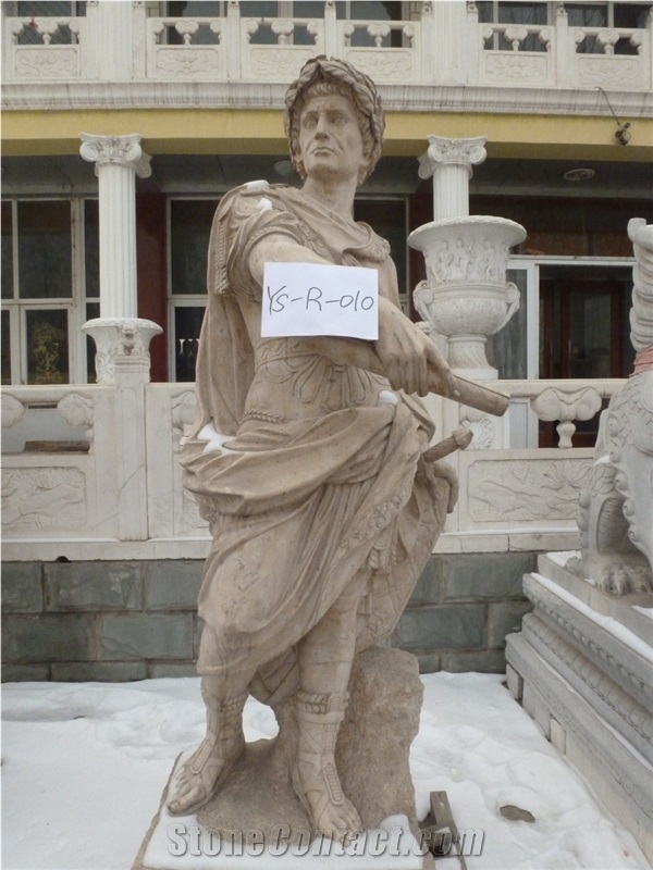 Antique Stone Statues, Beige Travertine Statues