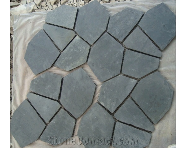 Black Meshed Flagstone Stone, Hebei Black Slate Flagstone