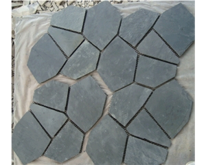 Black Meshed Flagstone Stone, Hebei Black Slate Flagstone