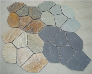 Black Meshed Flagstone Stone, Hebei Black Slate Flagstone