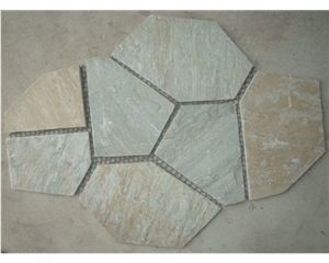 Meshed Slate Flag Paver Stone, Yellow Slate Flagstone Meshed Slate Flag Paver Stone, Yellow Slate Flagstone