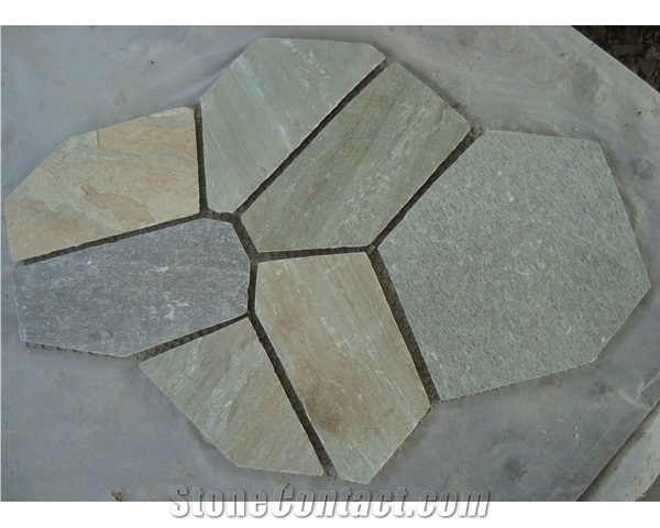 Meshed Slate Flag Paver Stone, Yellow Slate Flagstone
