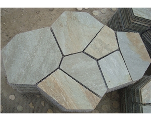 Meshed Slate Flag Paver Stone, Yellow Slate Flagstone