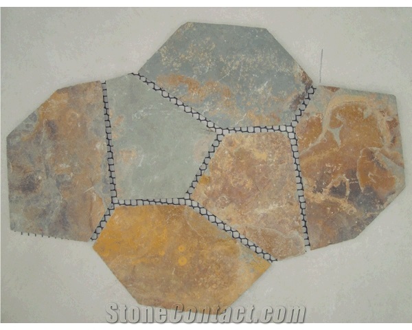 Meshed Slate Flagstone, Rustic Yixian Slate Flagstone