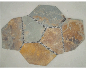 Meshed Slate Flagstone, Rustic Yixian Slate Flagstone