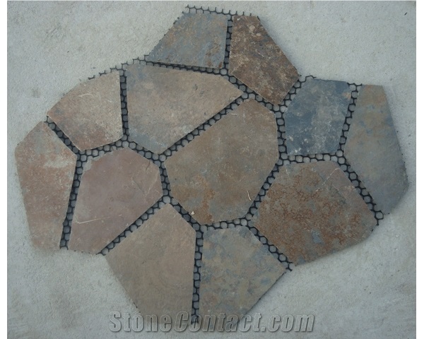 Meshed Slate Flagstone, Rustic Yixian Slate Flagstone