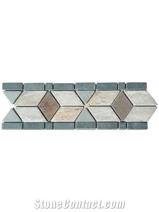 Natural Slate Border Tiles, Multicolor Slate Colombia Border