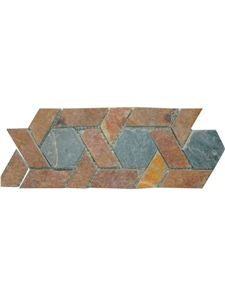 Natural Slate Mosaic Border Tile, Rust Slate Mosaic Border