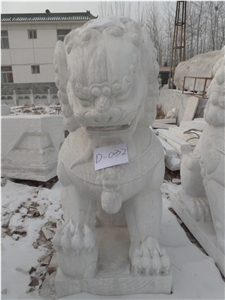 Ornamental Stone Lion, Beijing White Marble Sculpture, Statue Ornamental Stone Lion, Beijing White Marble Sculpture, Statue