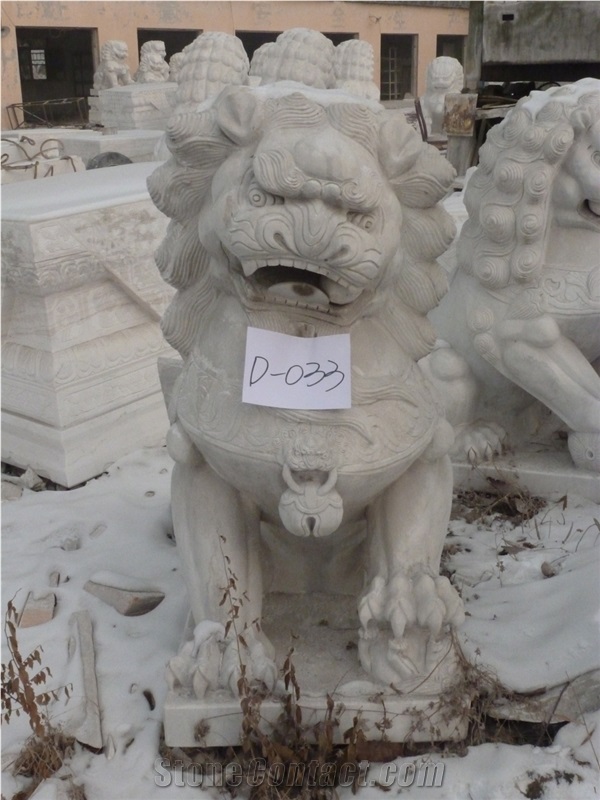 Ornamental Stone Lion, Beijing White Marble Sculpture, Statue