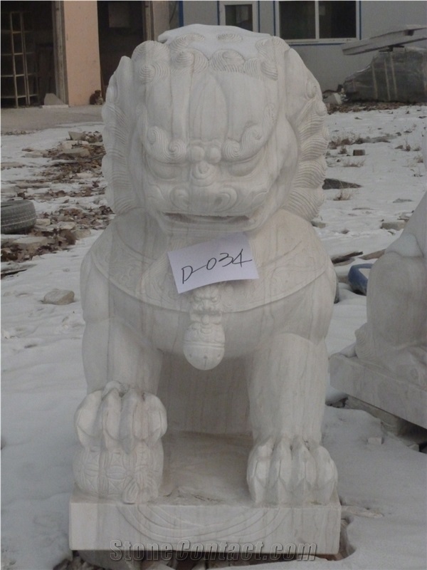 Ornamental Stone Lion, Beijing White Marble Sculpture, Statue