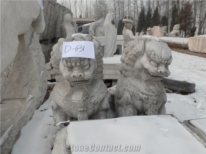 Ornamental Stone Lion, Beijing White Marble Sculpture, Statue