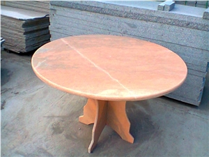 Round Marble Stone Table Top, Sunset Glow Red Alabaster Tables