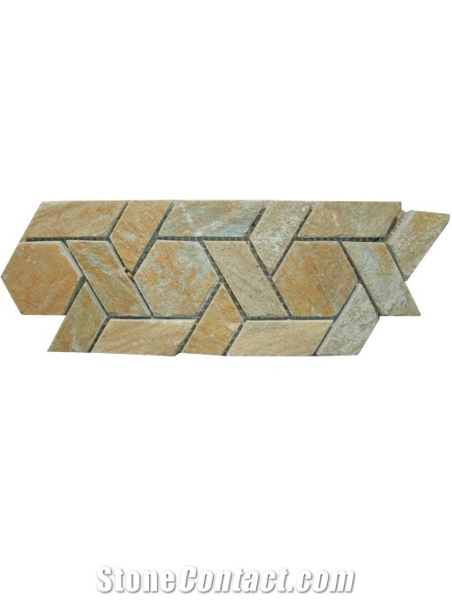 Slate Mosaic Border Line, Multicolor Slate Mosaic Border