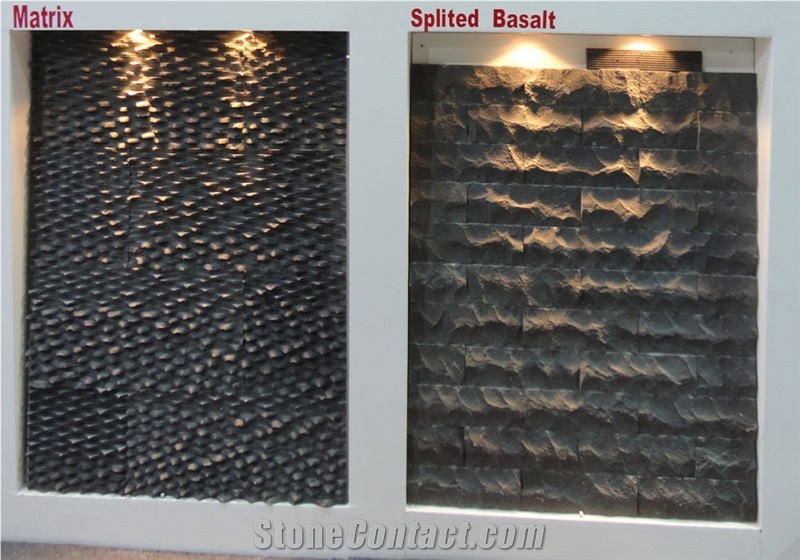 Splited Basalt Wall Cladding Tiles, Develi Black Basalt Wall Cladding