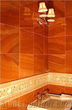 Timber Marble, Honey Onyx Hexagon Bathroom