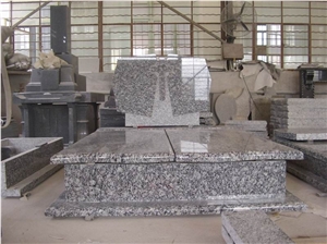 European Tombstone Monument and Gravestone TS01, G687 Red Granite Gravestone
