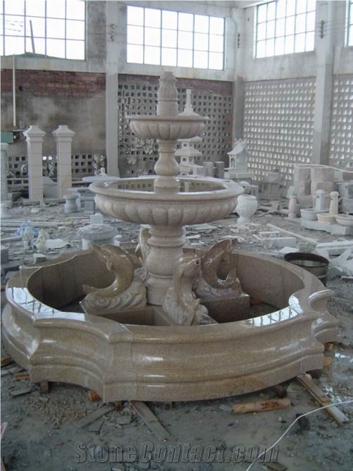 Granite Fountain SF01, Putian Rust Yellow Granite Fountain