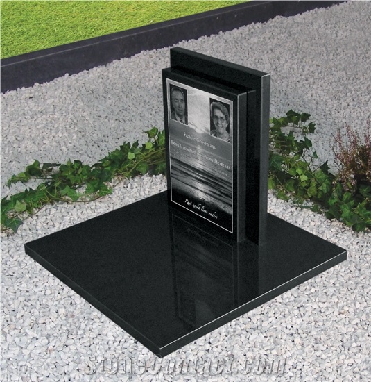 Absolute Black Granite Slant Grave