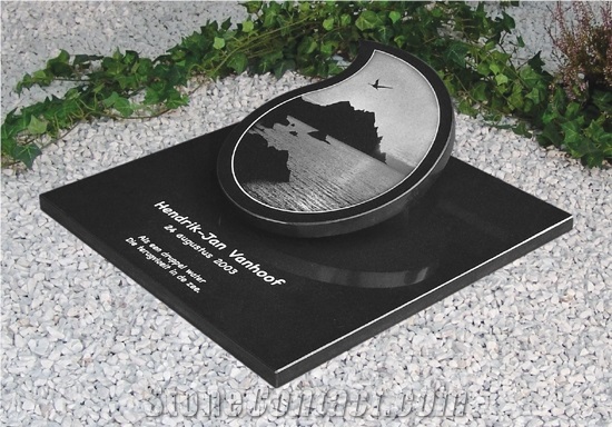 Absolute Black Granite Slant Grave
