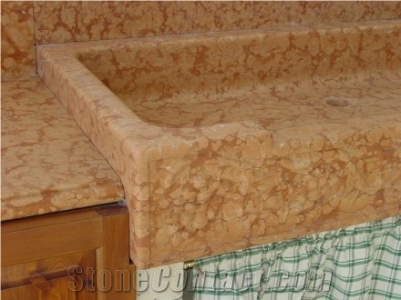 Rosso Verona Massive Sink, Rosso Verona Red Marble Sink