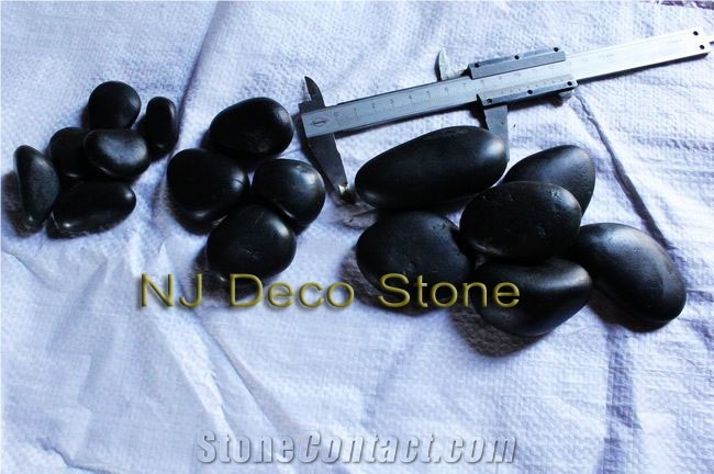 Polished Black Pebble Stone, Black Marble Pebble Stone
