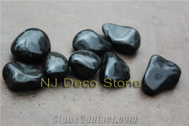 River Pebble Black Beach Pebble, Black Granite Pebbles