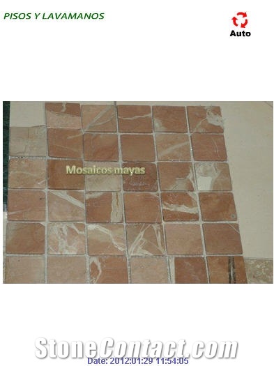 Uxmal, Maya Cream Mosaic, Maya Cream Red Limestone Mosaic