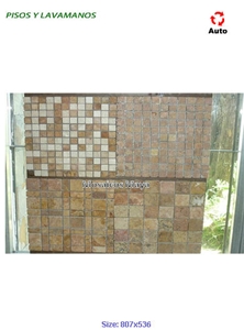 Uxmal, Maya Cream Mosaic, Maya Cream Red Limestone Mosaic