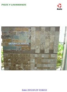 Uxmal, Maya Cream Mosaic, Maya Cream Red Limestone Mosaic