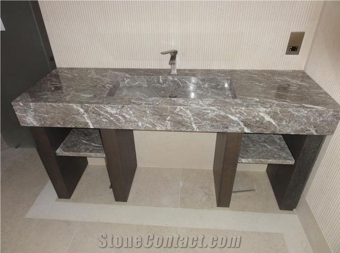 Grigio Carnico Bathroom Cauntertop, Grigio Carnico Grey Marble Bath Tops