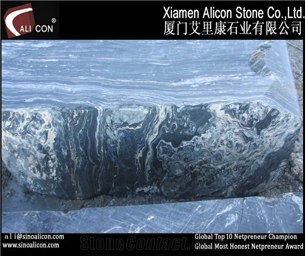 Nero Picasso Marble Self-own Quarry, Nero Picasso Marble Block