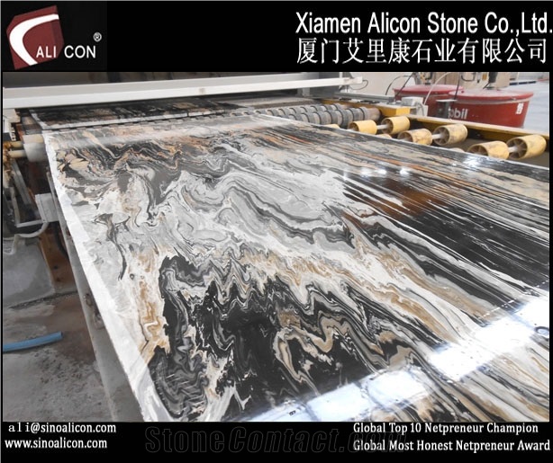 Nero Picasso Marble Self-own Quarry, Nero Picasso Marble Block