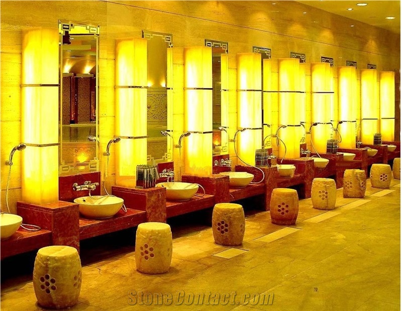 Backlit Honey Onyx Glass Wall Tiles
