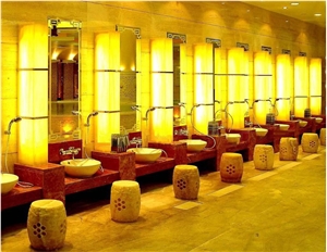 Backlit Honey Onyx Glass Wall Tiles