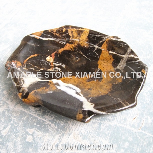 Gold Black Marble Soap Dish